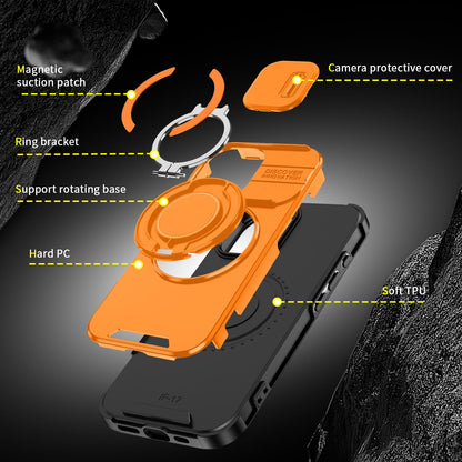For iPhone 18 Sliding Camshield Ring Holder Phone Case - Orange - EDA008462107D