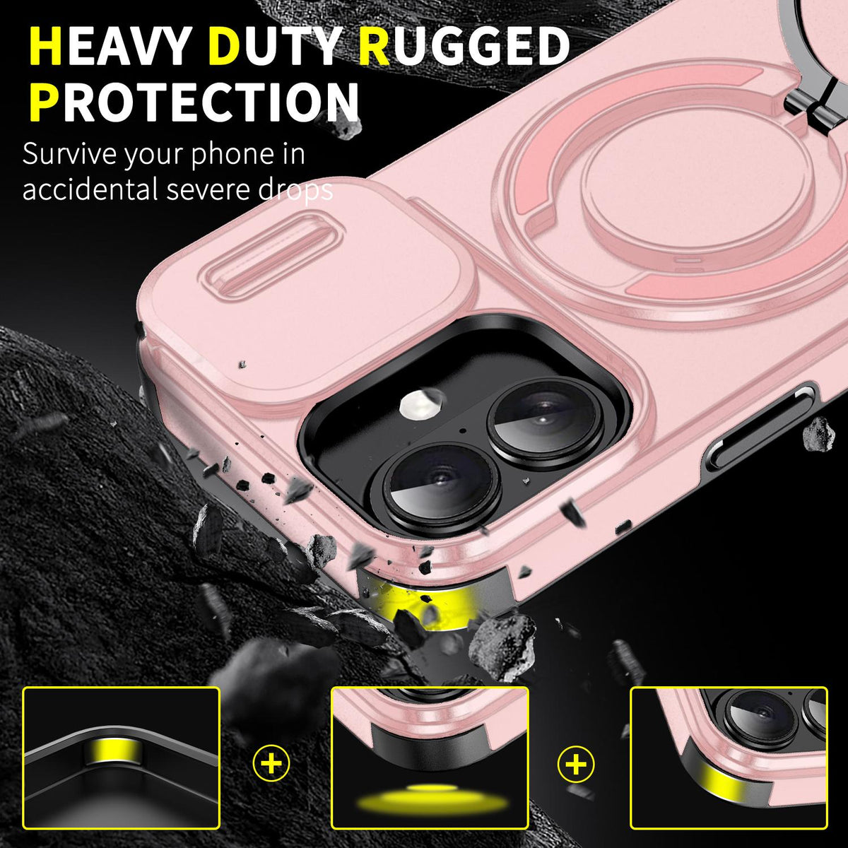 For iPhone 18 Sliding Camshield Ring Holder Phone Case - Pink - EDA008462107E