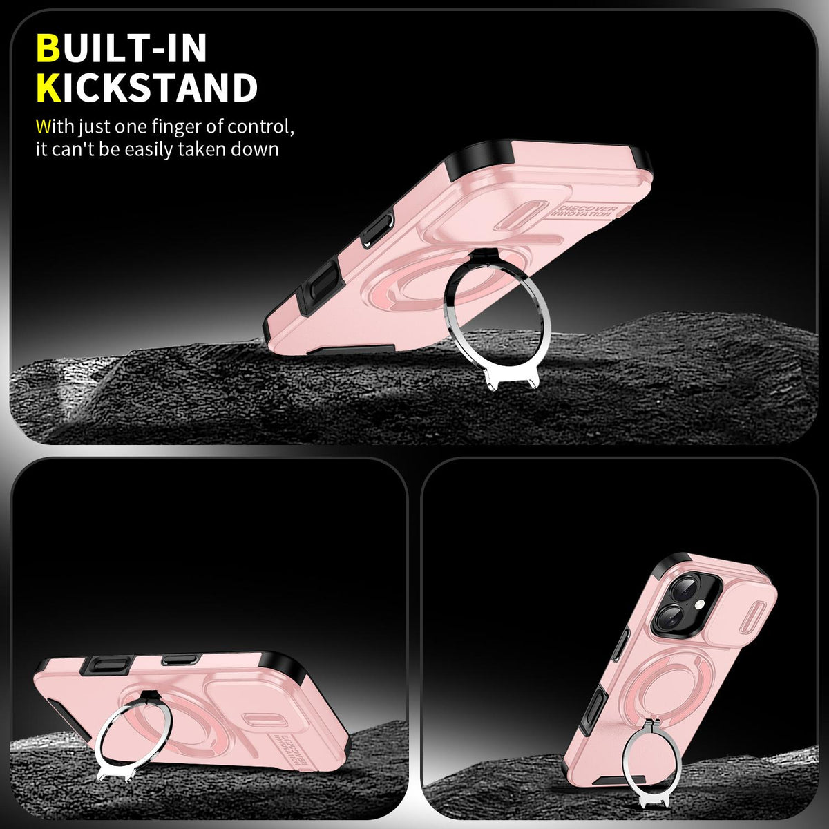 For iPhone 18 Sliding Camshield Ring Holder Phone Case - Pink - EDA008462107E