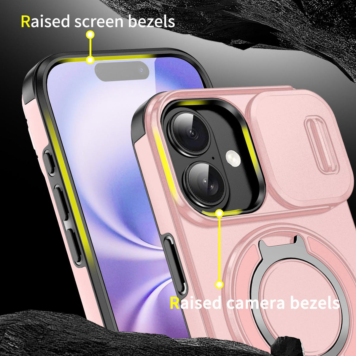 For iPhone 18 Sliding Camshield Ring Holder Phone Case - Pink - EDA008462107E