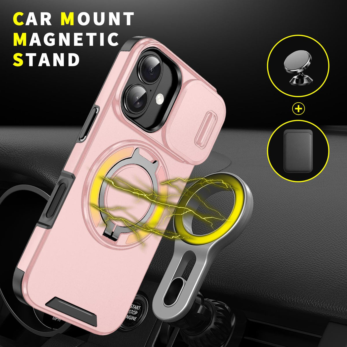 For iPhone 18 Sliding Camshield Ring Holder Phone Case - Pink - EDA008462107E