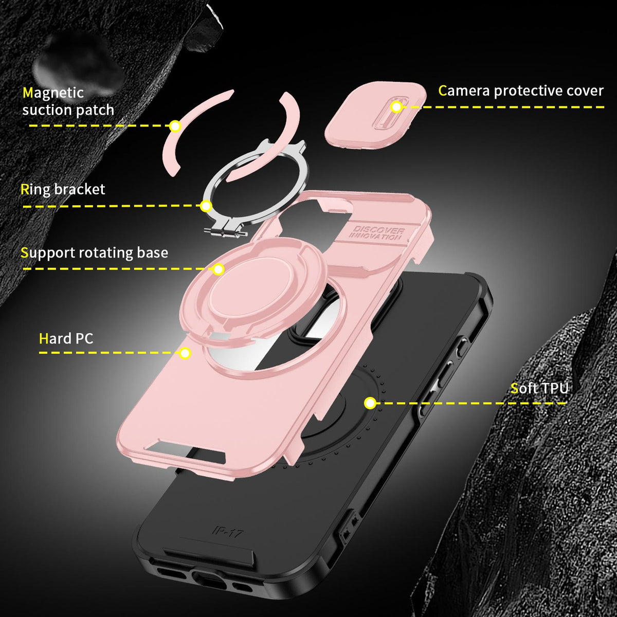 For iPhone 18 Sliding Camshield Ring Holder Phone Case - Pink - EDA008462107E