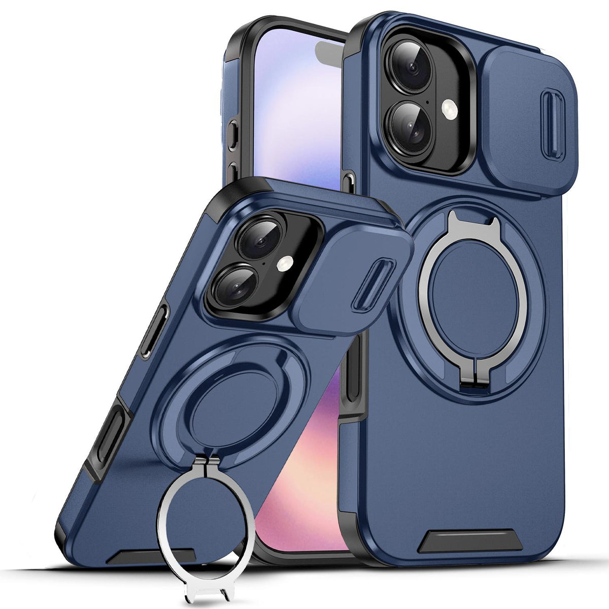 For iPhone 18 Sliding Camshield Ring Holder Phone Case - Blue - EDA008462107F