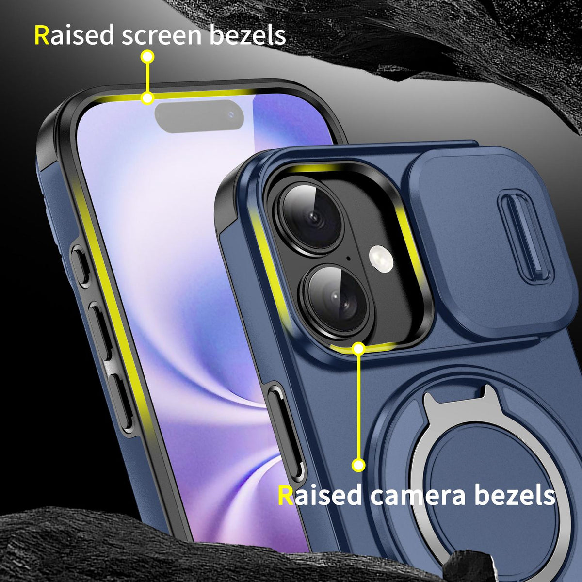 For iPhone 18 Sliding Camshield Ring Holder Phone Case - Blue - EDA008462107F