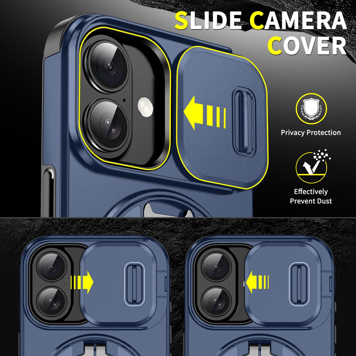 For iPhone 18 Sliding Camshield Ring Holder Phone Case - Blue - EDA008462107F