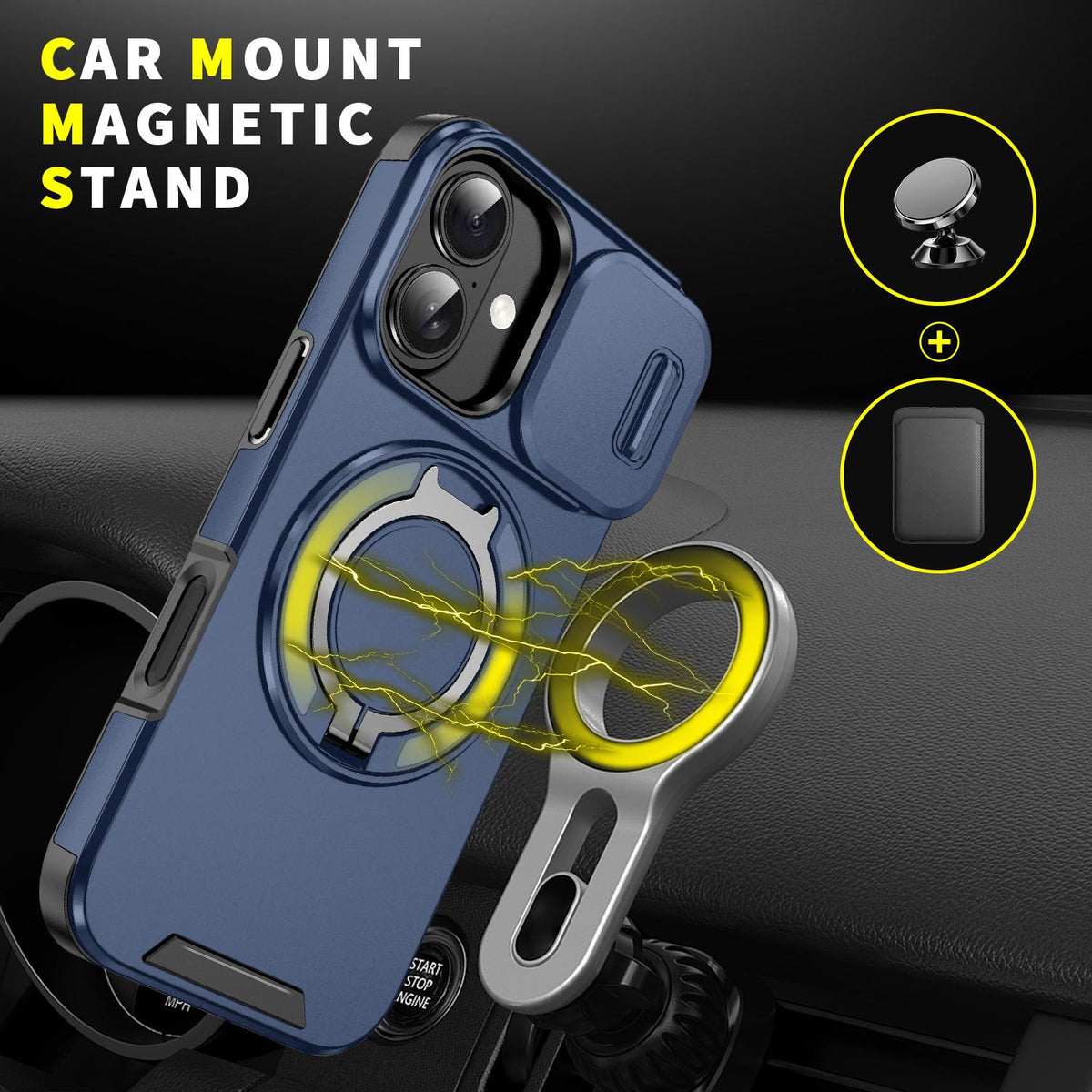 For iPhone 18 Sliding Camshield Ring Holder Phone Case - Blue - EDA008462107F