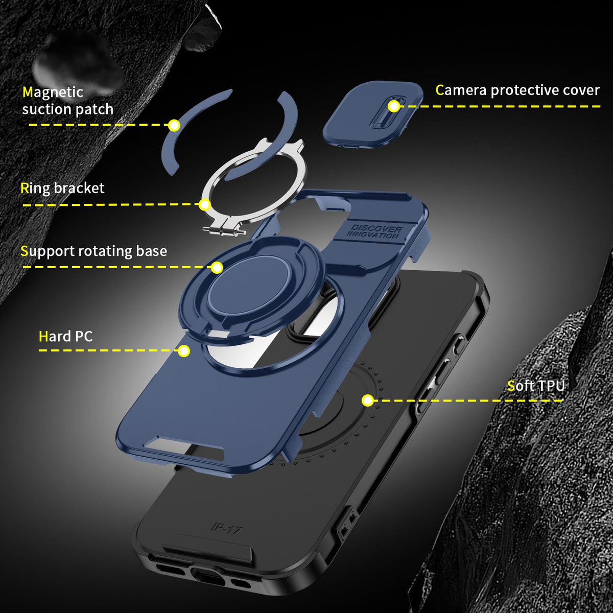 For iPhone 18 Sliding Camshield Ring Holder Phone Case - Blue - EDA008462107F