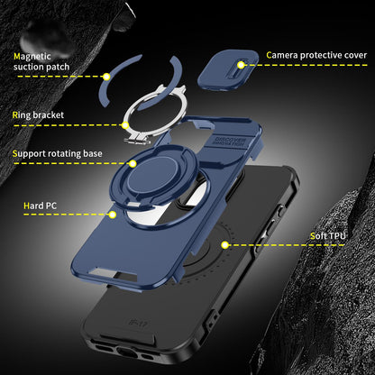 For iPhone 18 Sliding Camshield Ring Holder Phone Case - Blue - EDA008462107F