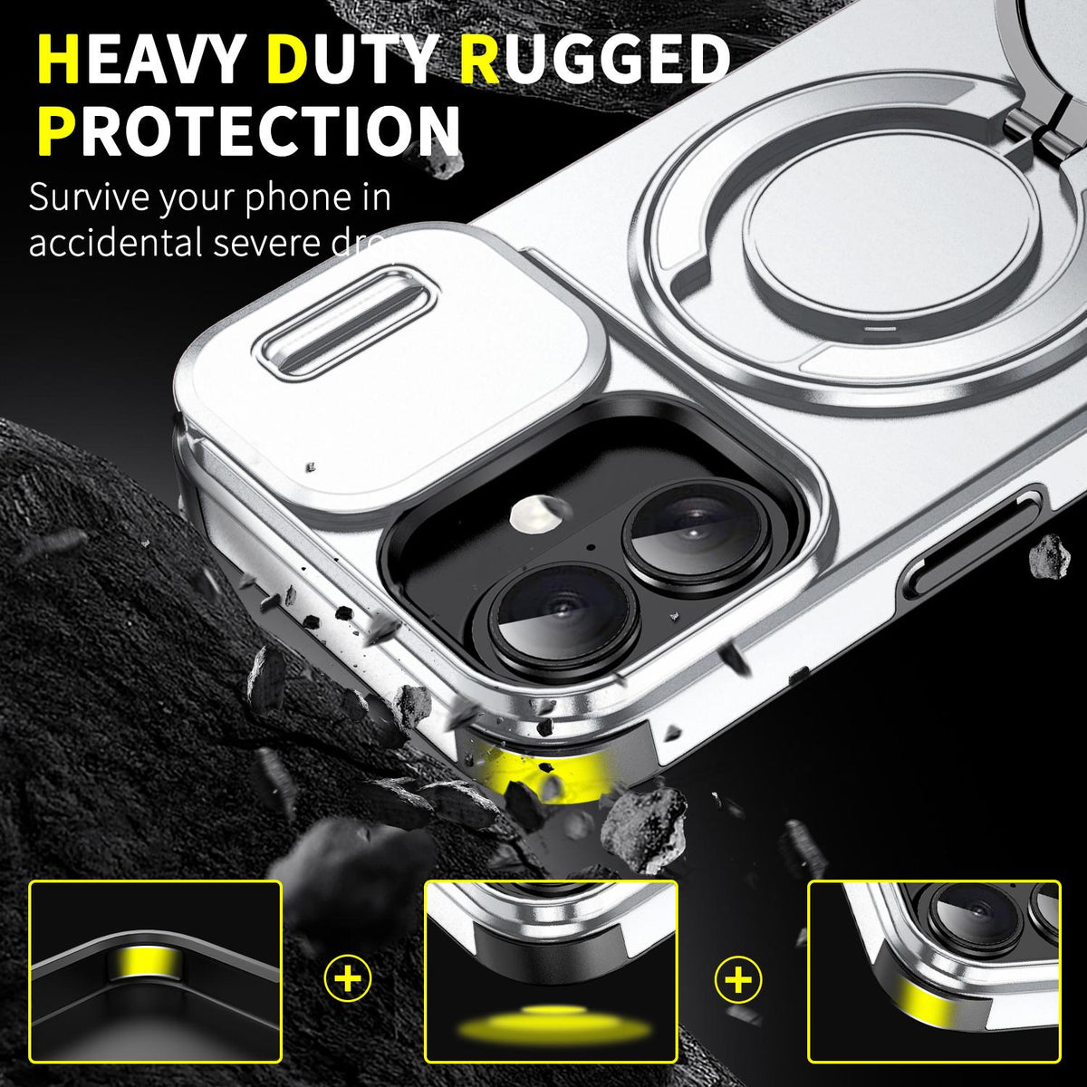 For iPhone 18 Sliding Camshield Ring Holder Phone Case - Silver - EDA008462107G
