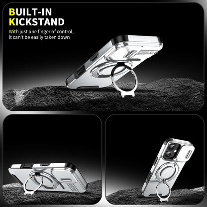 For iPhone 18 Sliding Camshield Ring Holder Phone Case - Silver - EDA008462107G