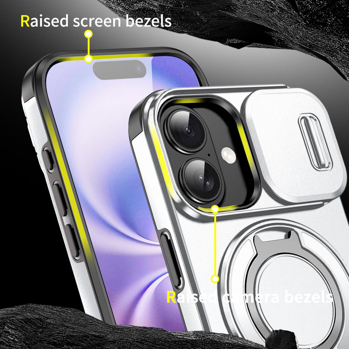 For iPhone 18 Sliding Camshield Ring Holder Phone Case - Silver - EDA008462107G