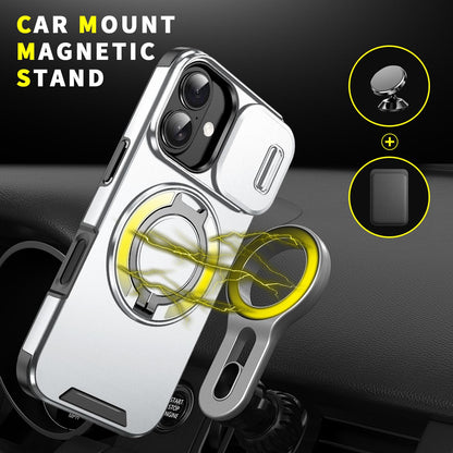 For iPhone 18 Sliding Camshield Ring Holder Phone Case - Silver - EDA008462107G
