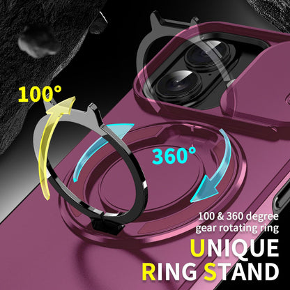 For iPhone 18 Sliding Camshield Ring Holder Phone Case - Cherry Red - EDA008462107H