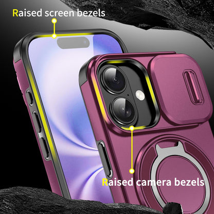 For iPhone 18 Sliding Camshield Ring Holder Phone Case - Cherry Red - EDA008462107H