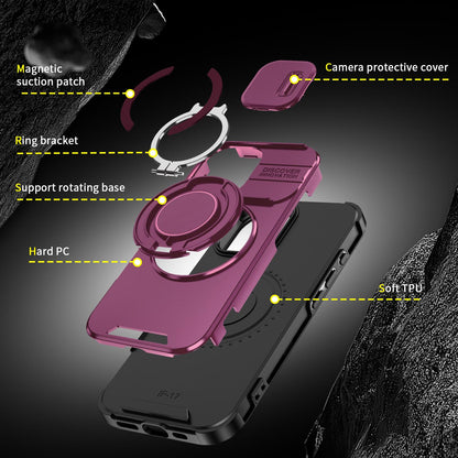 For iPhone 18 Sliding Camshield Ring Holder Phone Case - Cherry Red - EDA008462107H