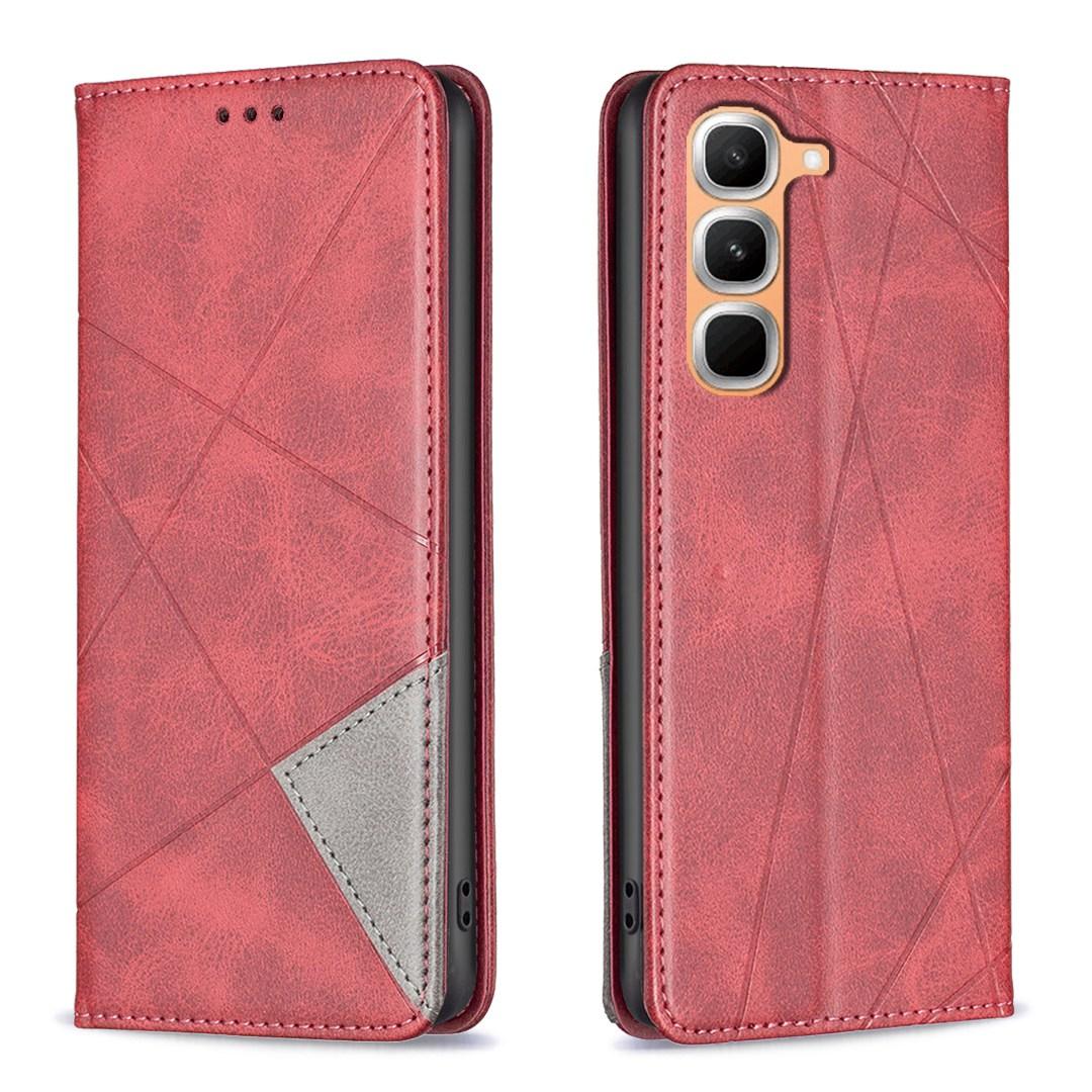 For Infinix Hot 70 Pro 5G Rhombus Texture Magnetic Leather Phone Case - Red - EDA008474707A