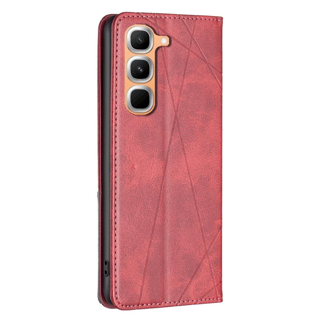 For Infinix Hot 70 Pro 5G Rhombus Texture Magnetic Leather Phone Case - Red - EDA008474707A