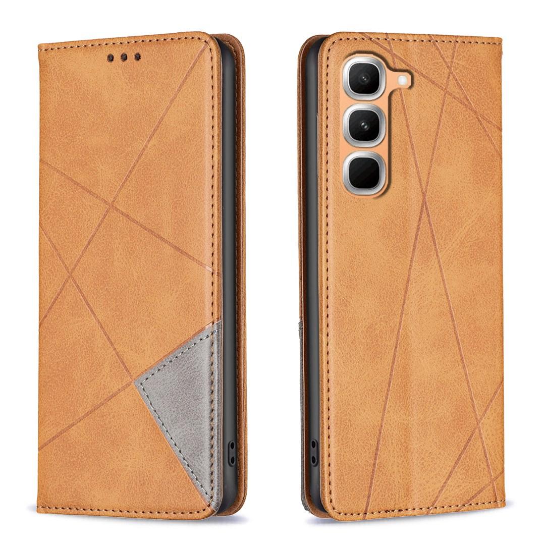 For Infinix Hot 70 Pro 5G Rhombus Texture Magnetic Leather Phone Case - Yellow - EDA008474707B