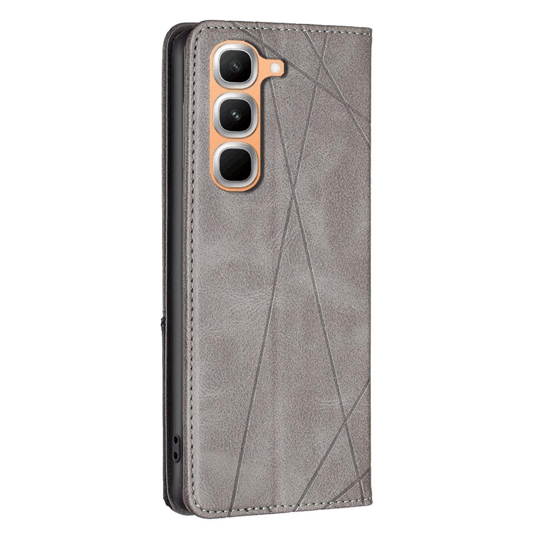 For Infinix Hot 70 Pro 5G Rhombus Texture Magnetic Leather Phone Case - Grey - EDA008474707C