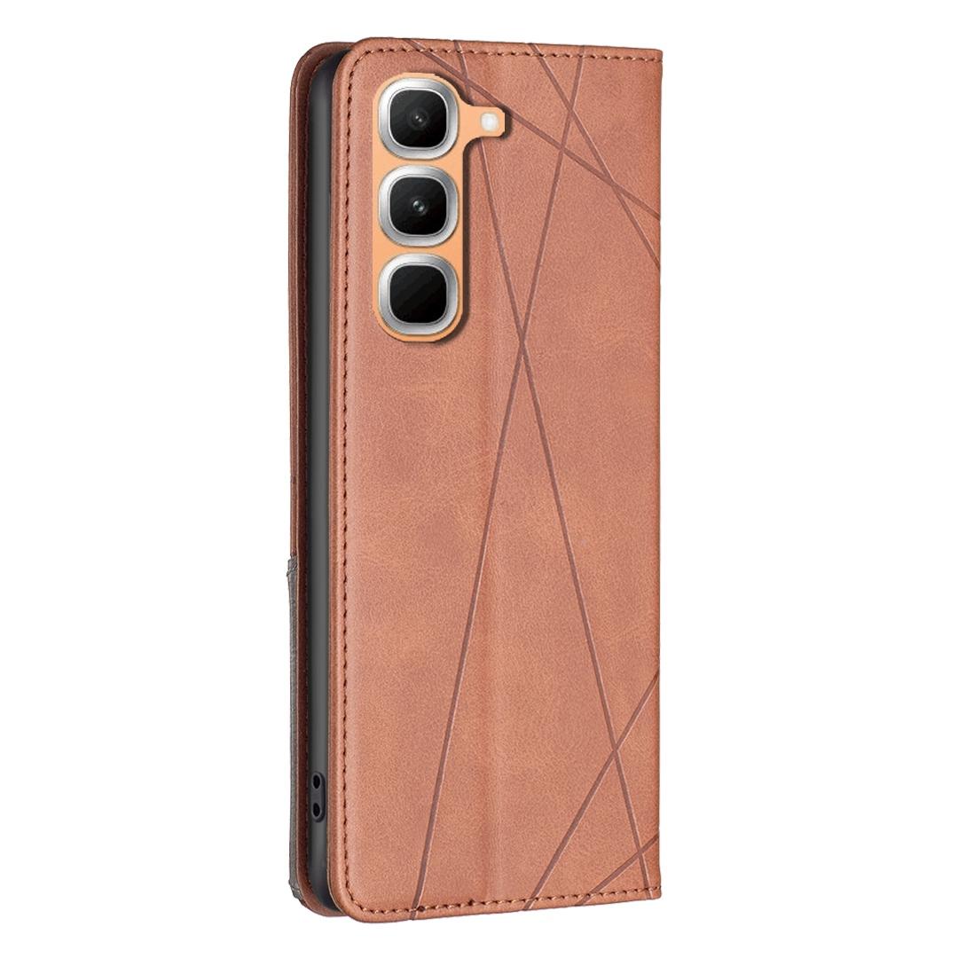 For Infinix Hot 70 Pro 5G Rhombus Texture Magnetic Leather Phone Case - Brown - EDA008474707D