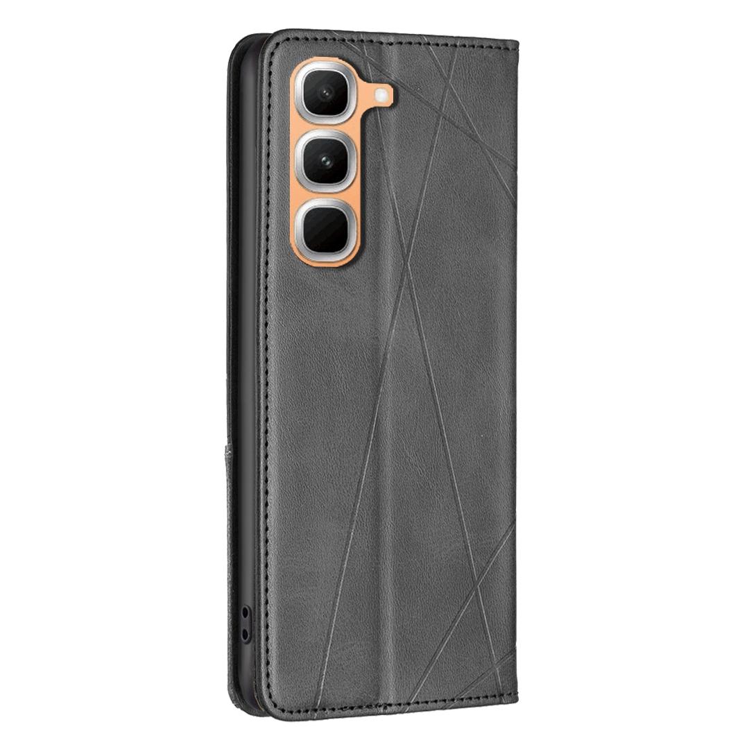 For Infinix Hot 70 Pro 5G Rhombus Texture Magnetic Leather Phone Case - Black - EDA008474707E