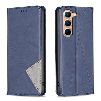 For Infinix Hot 70 Pro 5G Rhombus Texture Magnetic Leather Phone Case - Blue - EDA008474707F