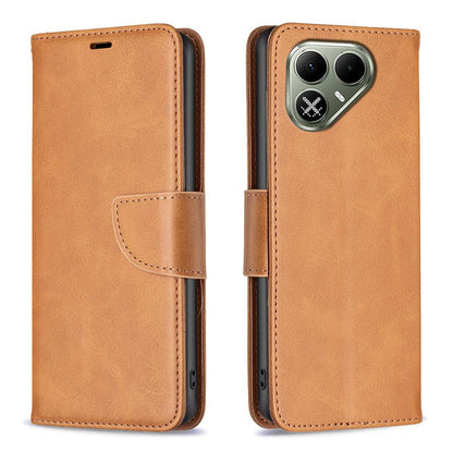 For Tecno Pova 8 5G Lambskin Texture Pure Color Flip Leather Phone Case - Yellow - EDA008475308A