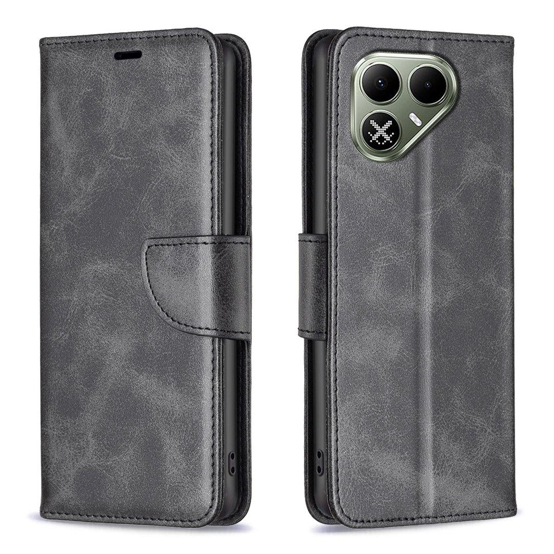 For Tecno Pova 8 5G Lambskin Texture Pure Color Flip Leather Phone Case - Black - EDA008475308B
