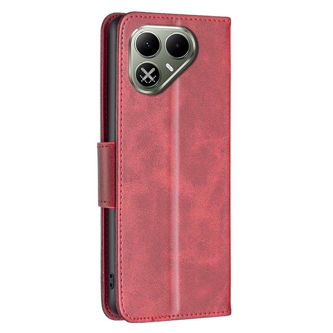 For Tecno Pova 8 5G Lambskin Texture Pure Color Flip Leather Phone Case - Red - EDA008475308C