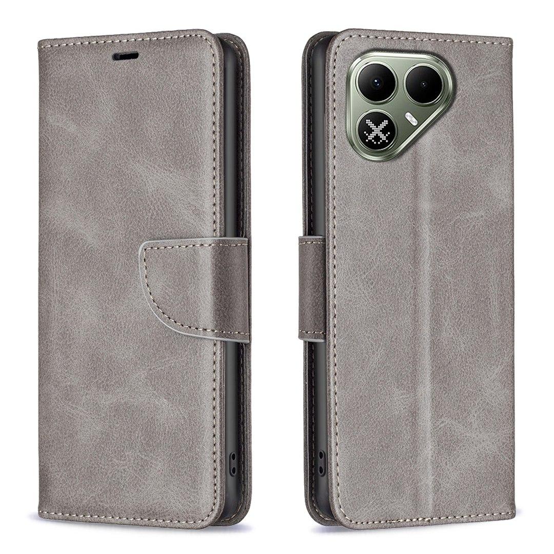 For Tecno Pova 8 5G Lambskin Texture Pure Color Flip Leather Phone Case - Grey - EDA008475308E