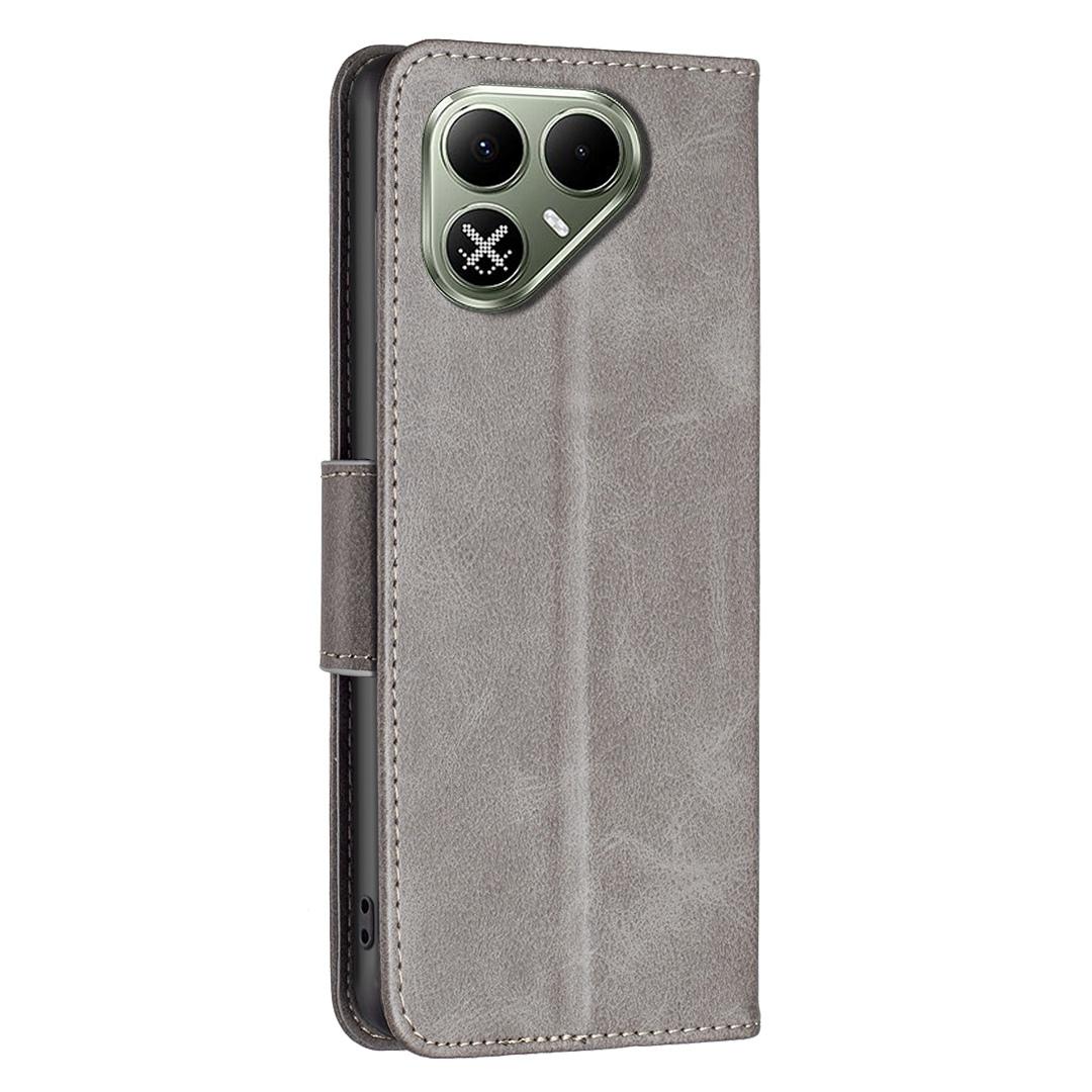 For Tecno Pova 8 5G Lambskin Texture Pure Color Flip Leather Phone Case - Grey - EDA008475308E