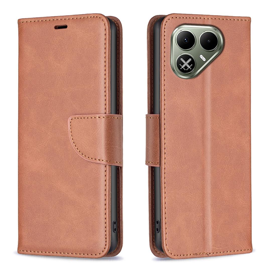For Tecno Pova 8 5G Lambskin Texture Pure Color Flip Leather Phone Case - Brown - EDA008475308F