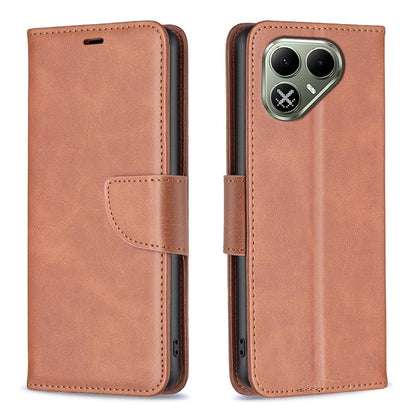 For Tecno Pova 8 5G Lambskin Texture Pure Color Flip Leather Phone Case - Brown - EDA008475308F