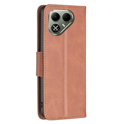 For Tecno Pova 8 5G Lambskin Texture Pure Color Flip Leather Phone Case - Brown - EDA008475308F