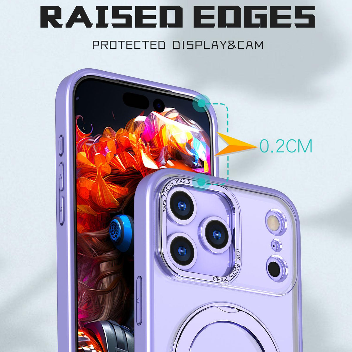 For iPhone 18 Pro Max kalebol MagSafe Metal Ring Holder Phone Case - Light Purple - EDA008475506A