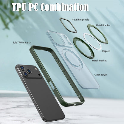 For iPhone 18 Pro Max kalebol MagSafe Metal Ring Holder Phone Case - Green - EDA008475506D