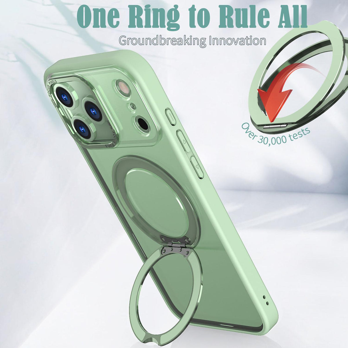 For iPhone 18 Pro Max kalebol MagSafe Metal Ring Holder Phone Case - Avocado Green - EDA008475506E