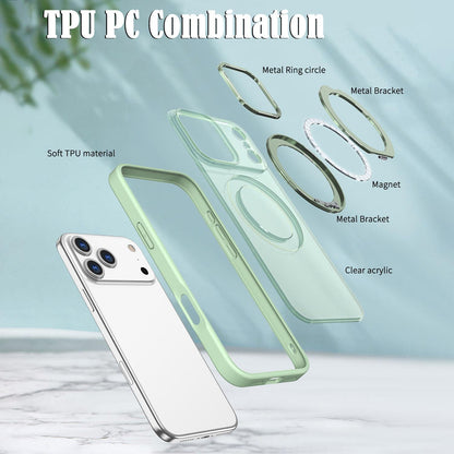For iPhone 18 Pro Max kalebol MagSafe Metal Ring Holder Phone Case - Avocado Green - EDA008475506E