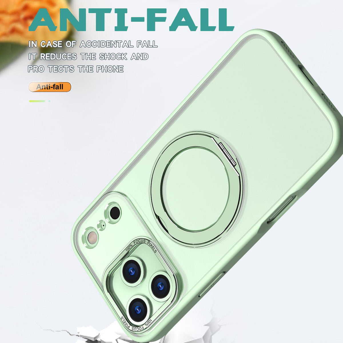For iPhone 18 Pro Max kalebol MagSafe Metal Ring Holder Phone Case - Avocado Green - EDA008475506E