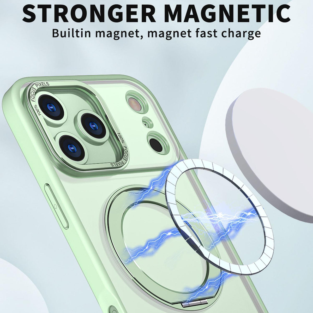 For iPhone 18 Pro Max kalebol MagSafe Metal Ring Holder Phone Case - Avocado Green - EDA008475506E
