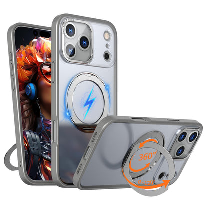 For iPhone 18 Pro Max kalebol MagSafe Metal Ring Holder Phone Case - Titanium Gray - EDA008475506F