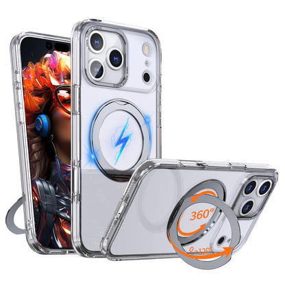 For iPhone 18 Pro Max kalebol MagSafe Metal Ring Holder Phone Case - Transparent - EDA008475506G