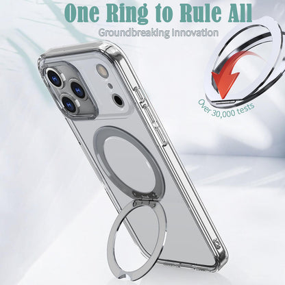 For iPhone 18 Pro Max kalebol MagSafe Metal Ring Holder Phone Case - Transparent - EDA008475506G