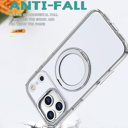 For iPhone 18 Pro Max kalebol MagSafe Metal Ring Holder Phone Case - Transparent - EDA008475506G