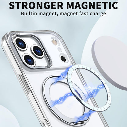 For iPhone 18 Pro Max kalebol MagSafe Metal Ring Holder Phone Case - Transparent - EDA008475506G