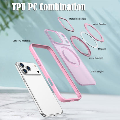 For iPhone 18 Pro Max kalebol MagSafe Metal Ring Holder Phone Case - Pink - EDA008475506H