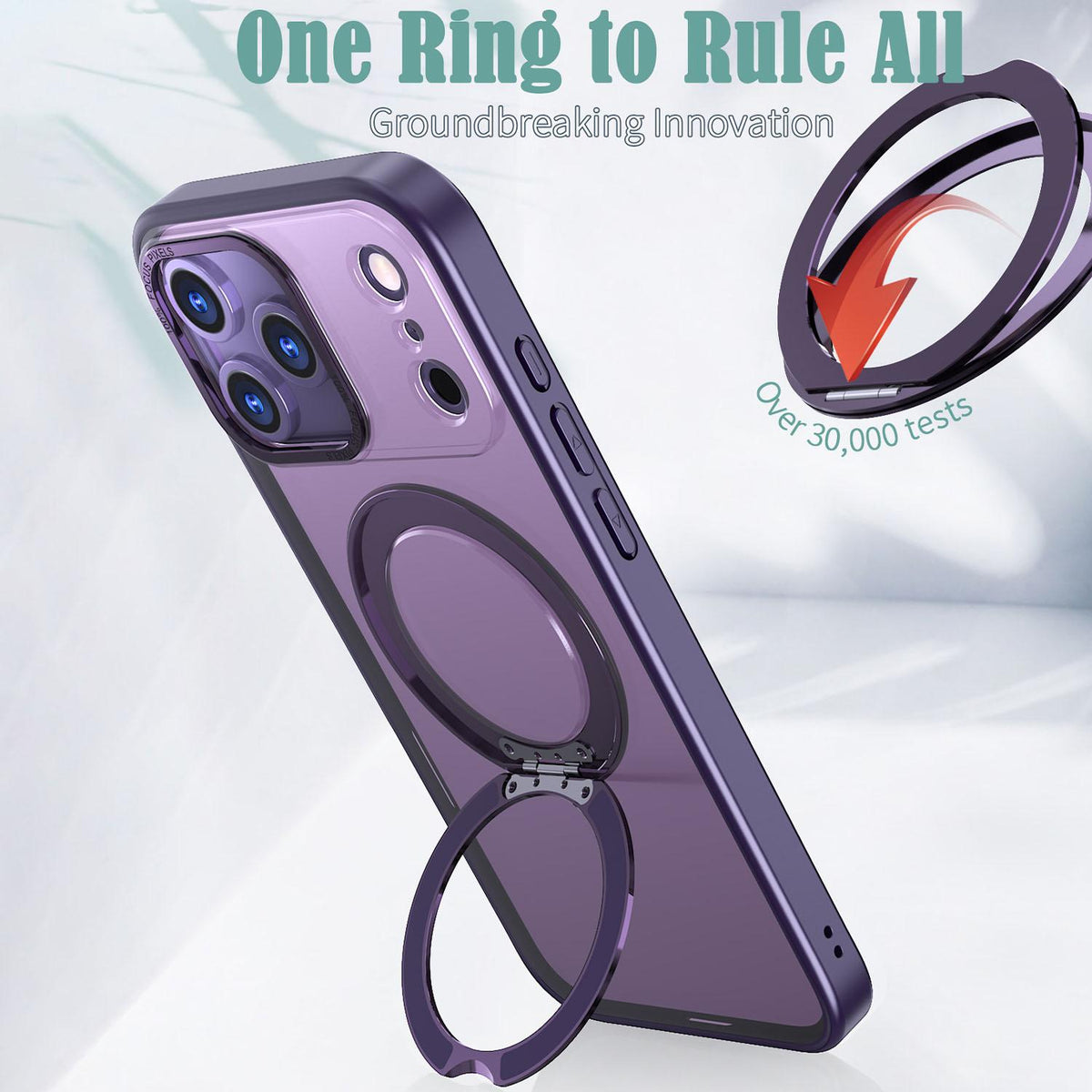 For iPhone 18 Pro Max kalebol MagSafe Metal Ring Holder Phone Case - Dark Purple - EDA008475506I