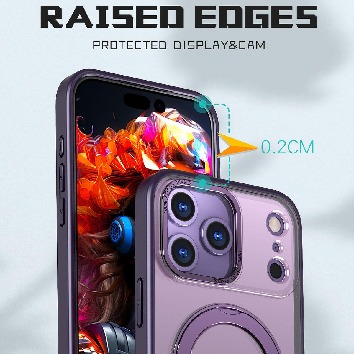 For iPhone 18 Pro Max kalebol MagSafe Metal Ring Holder Phone Case - Dark Purple - EDA008475506I