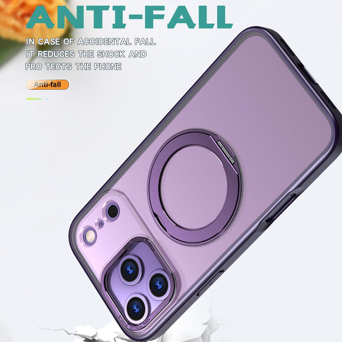 For iPhone 18 Pro Max kalebol MagSafe Metal Ring Holder Phone Case - Dark Purple - EDA008475506I