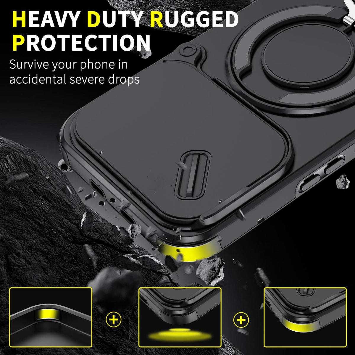 For Infinix Note 60 / 60 Pro 5G Sliding Camshield Ring Holder Phone Case - Black - EDA008475602A